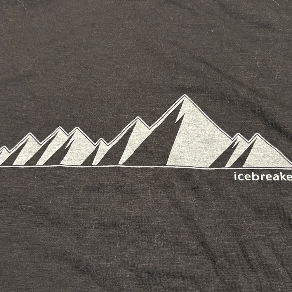 New Icebreaker Men's Black Tee with Mountain Design - Picture 3 of 6